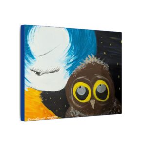Whimsical Owl Canvas Art, Cozy Home Decor, Nature Lover Gift, Wall Art for Kids' Rooms, Colorful Night Sky Design, Original Artwork